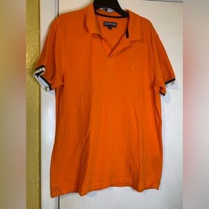Vilebrequin men’s polo shirt size L clean.  Collar. Orange with stripes.